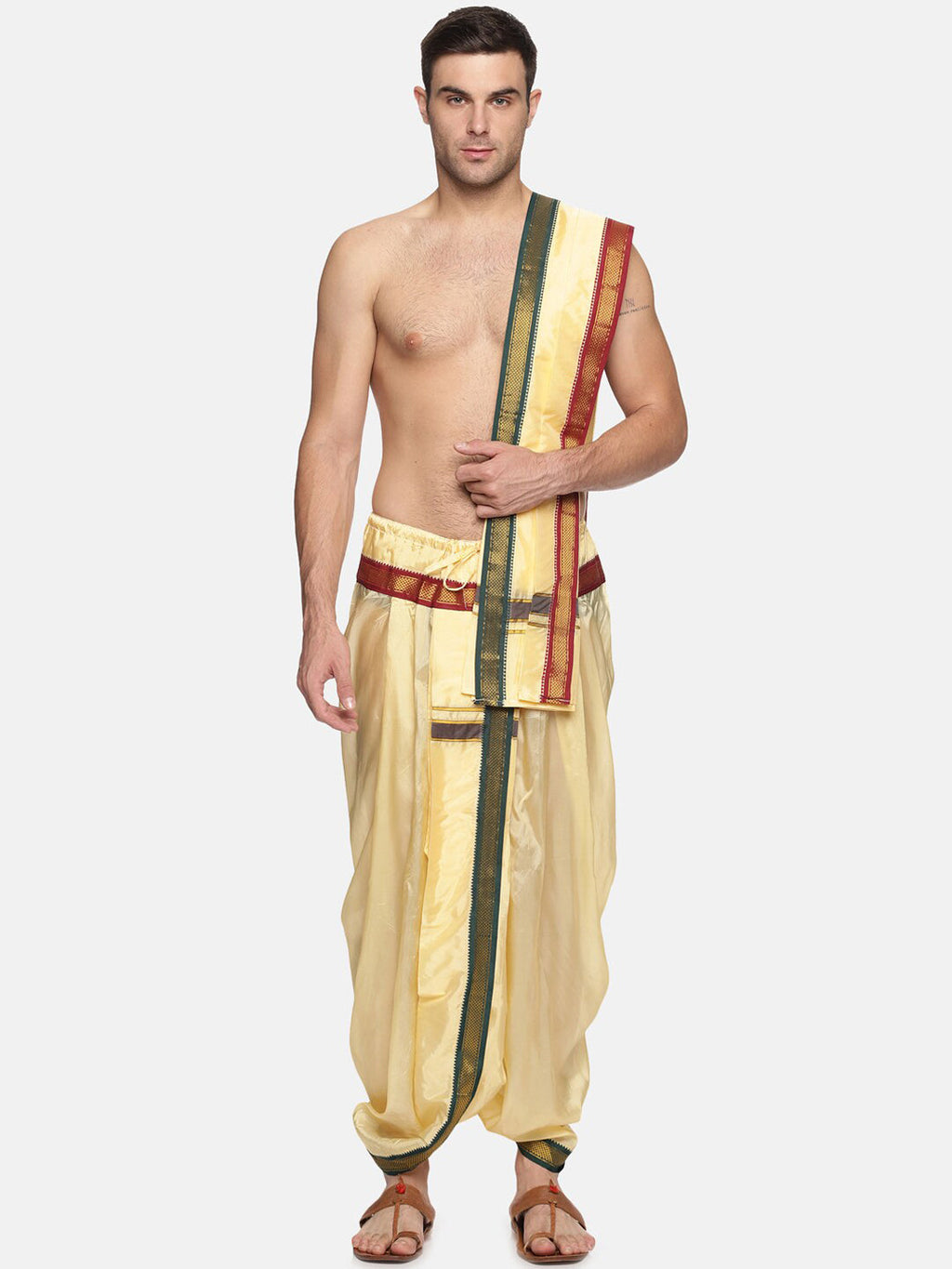 Sethukrishna Men Beige Solid Dhoti Pant