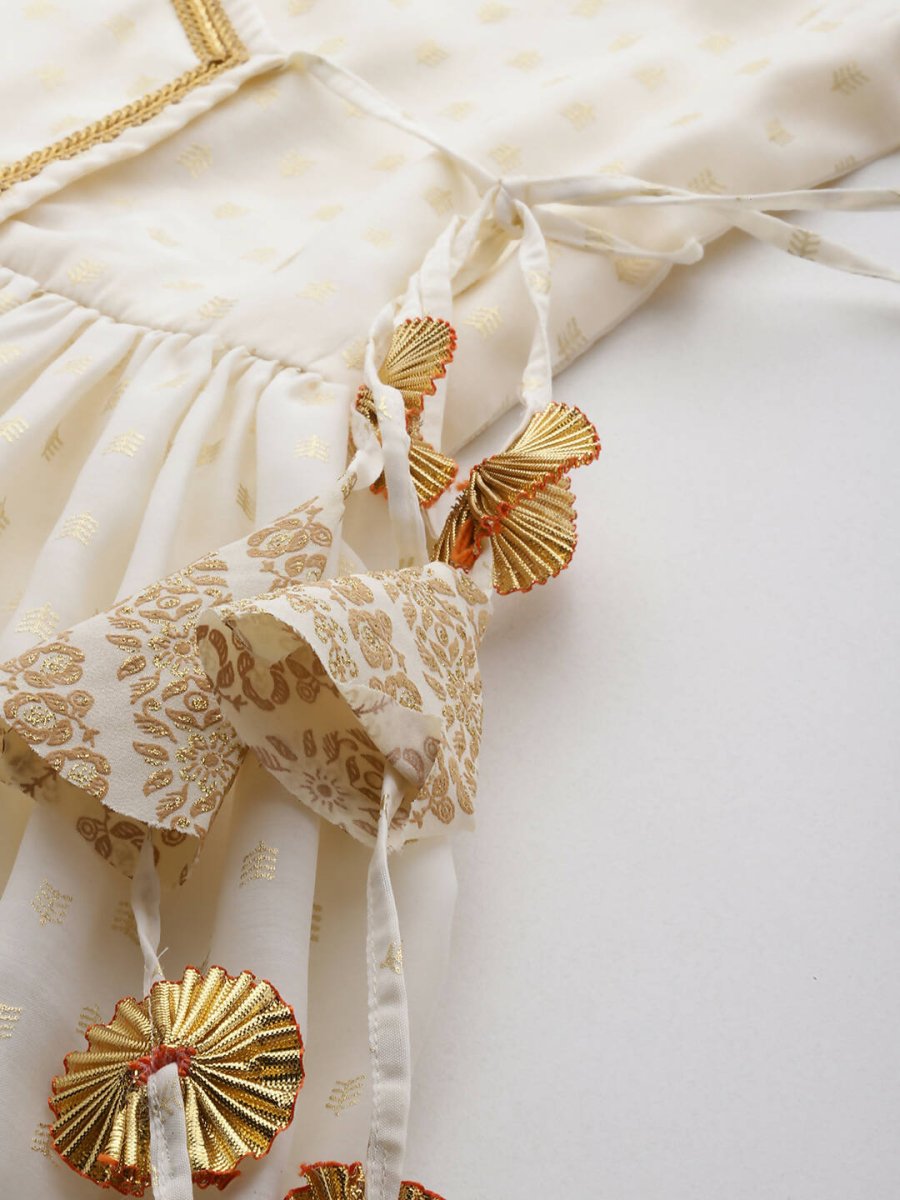 Ahalyaa Women's Traditional wear Ethnic Dress - Off White