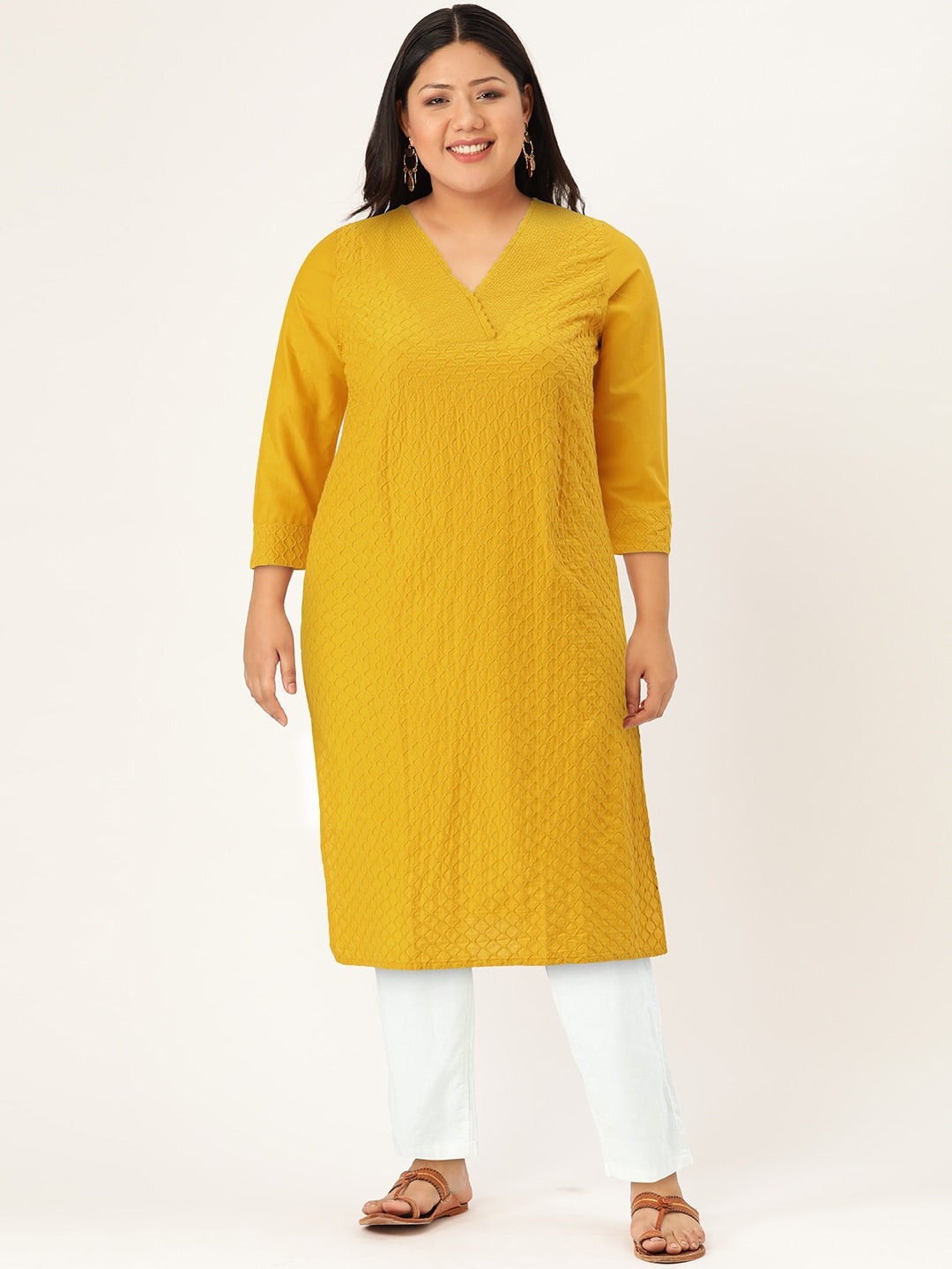 HERE&NOW Women Geometric Embroidered Kurta