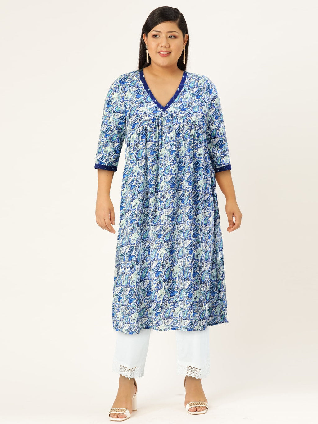 HERE&NOW Paisley Printed Empire A-Line Kurta