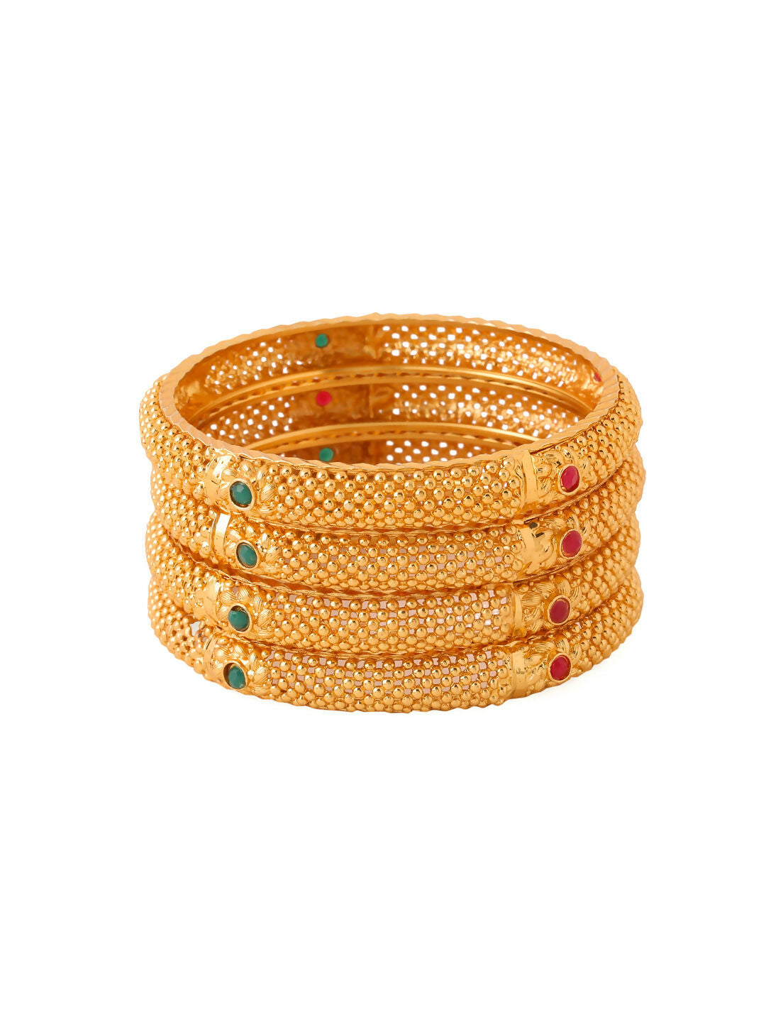 NVR Women's Set of 2 Gold-Polished Traditional Bangles