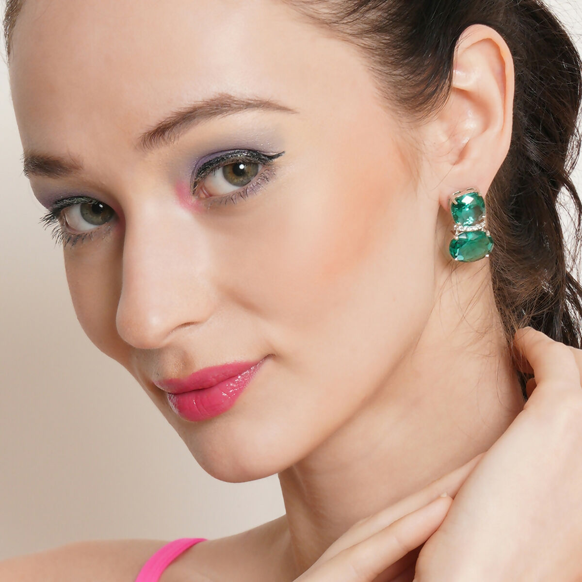 Jade Duet Studs- Ruby Raang