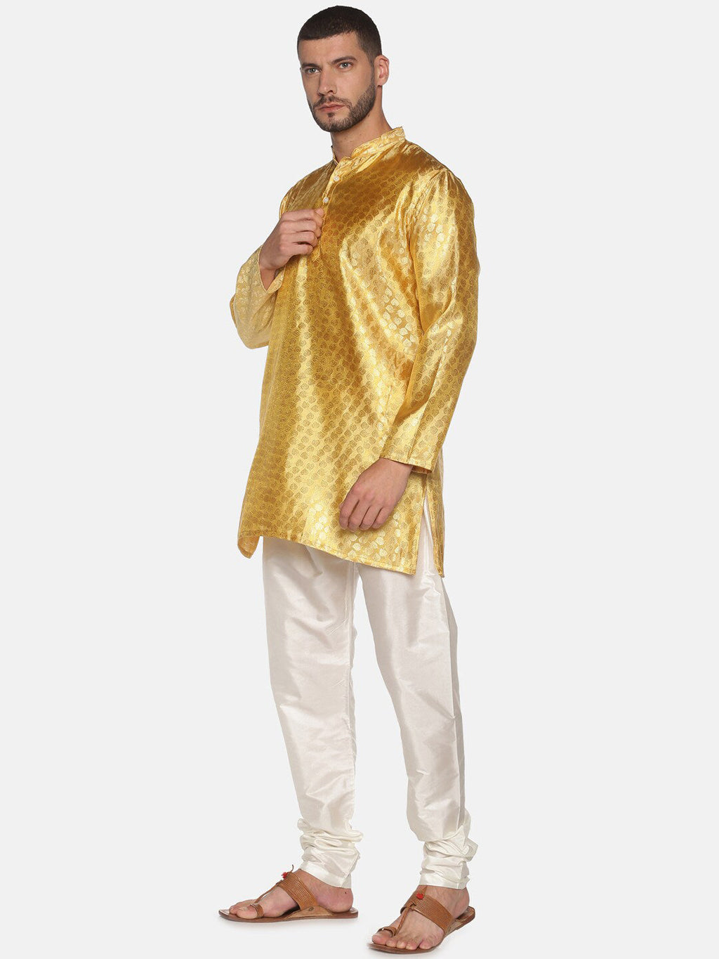 Sethukrishna Mens Gold-Toned Kurta with Pyjamas