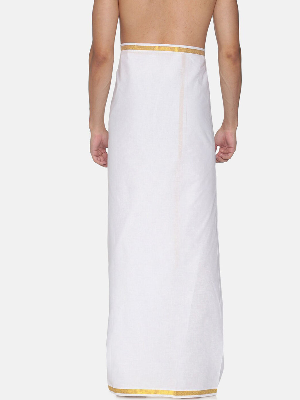 Sethukrishna Men White Solid Cotton Dhoti (GENIE-67335)