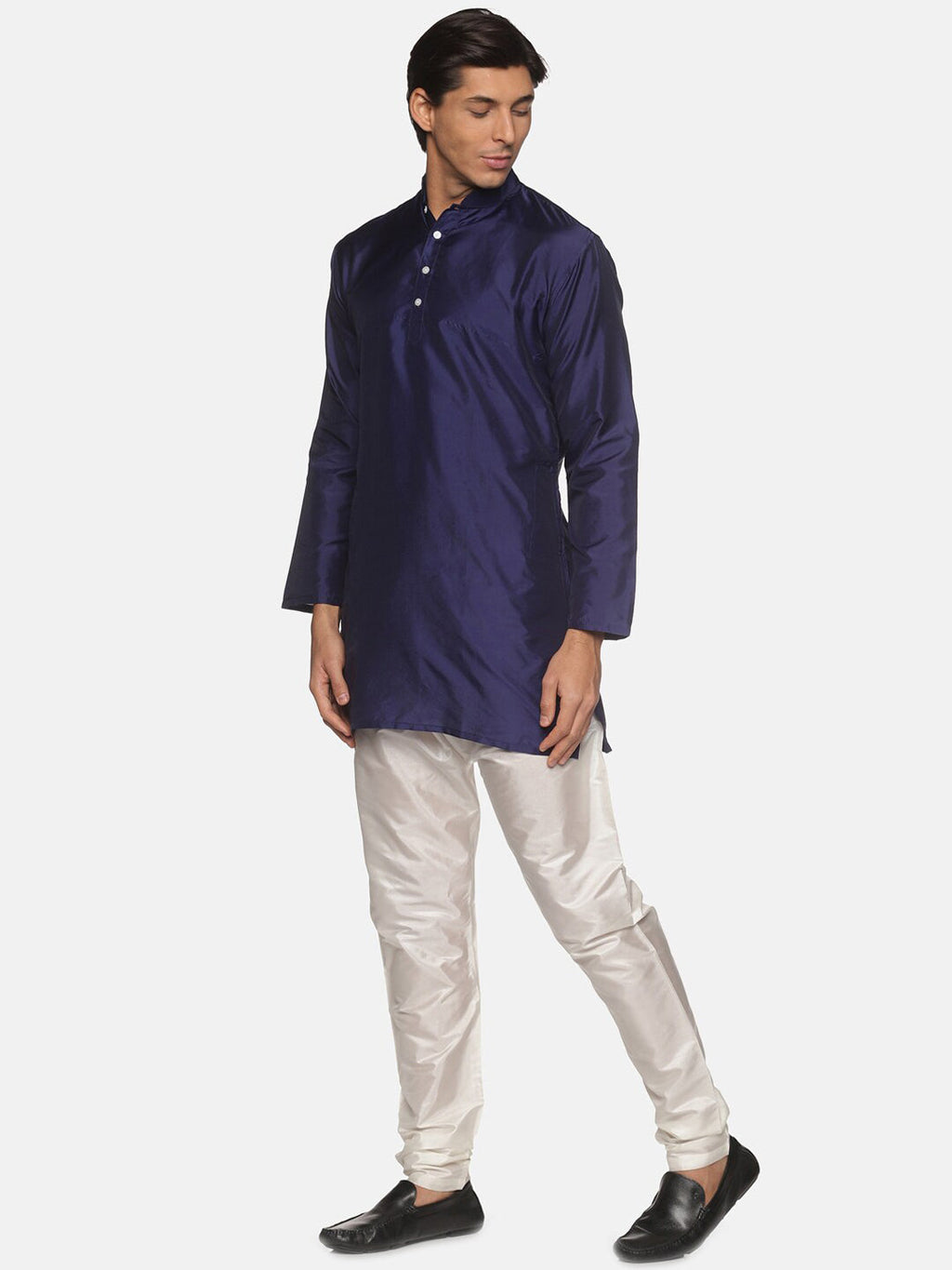 Sethukrishna Men Navy Blue Kurta with Pyjamas