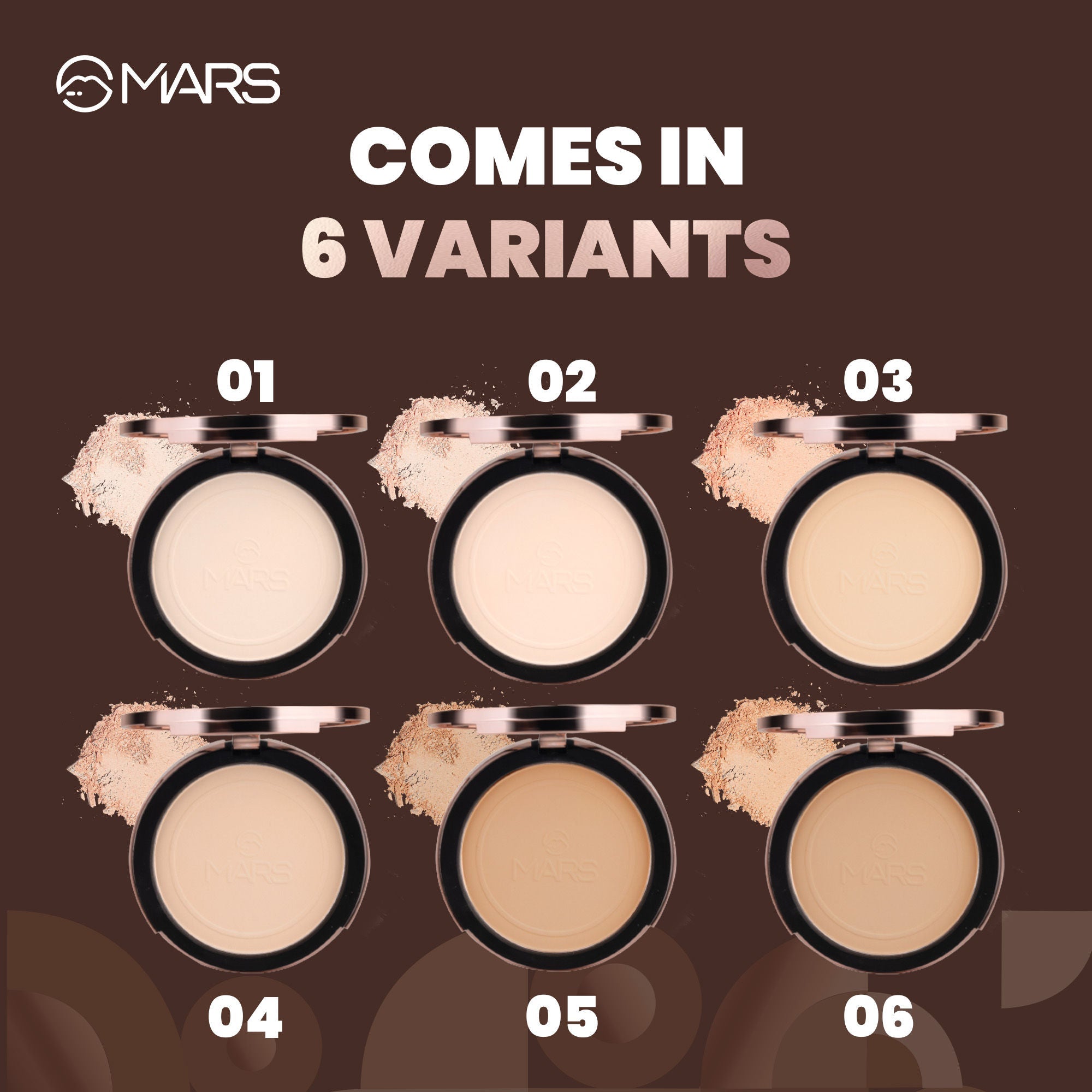 MARS Cosmetics Matte On Compact Powder with Applicator Puff - 01 Light