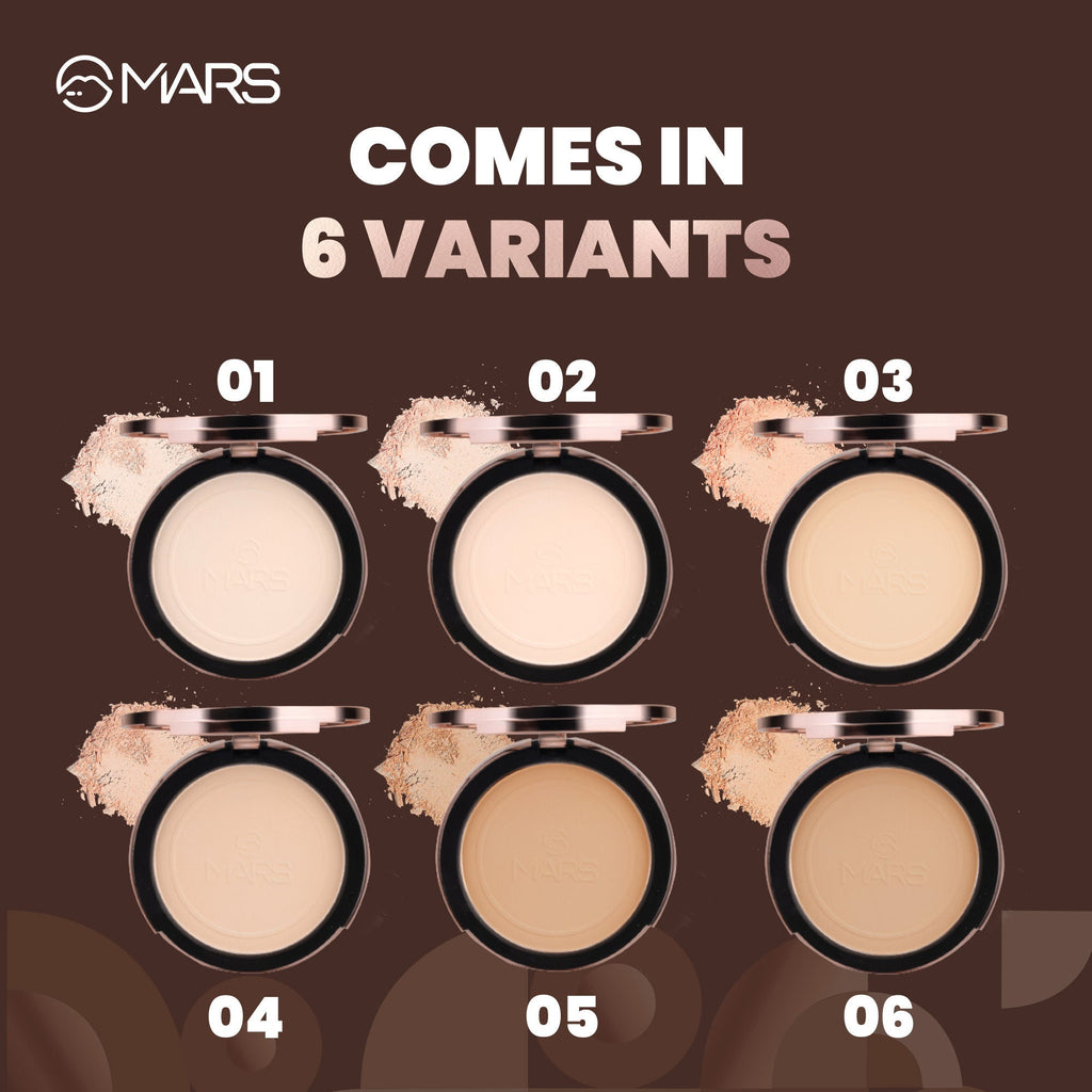 MARS Cosmetics Matte On Compact Powder with Applicator Puff - 02 Beige