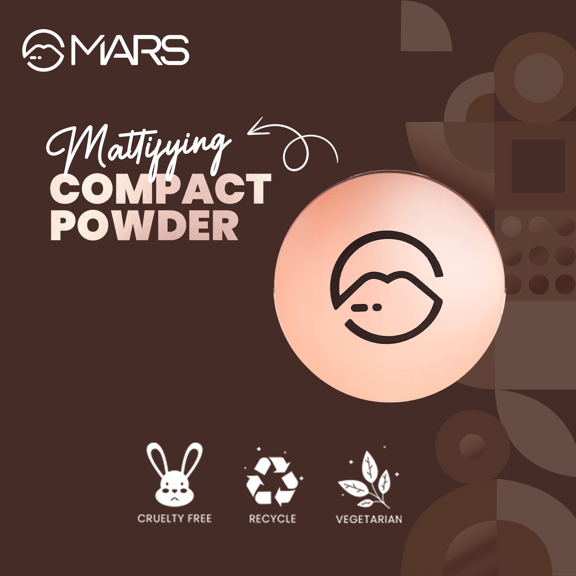 MARS Cosmetics Matte On Compact Powder with Applicator Puff - 06 Tan