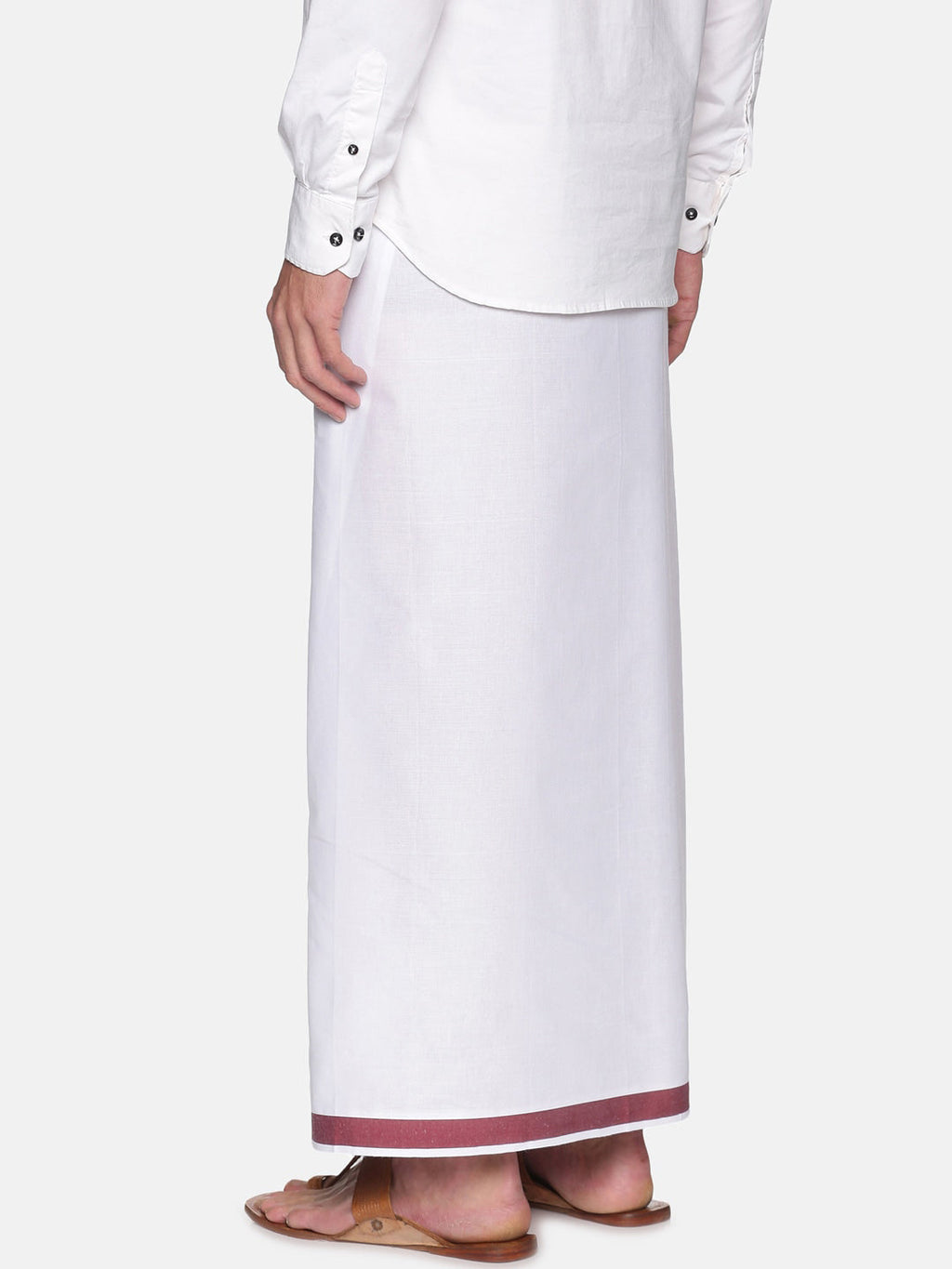 Sethukrishna Mens White Solid Cotton Readymade Dhoti