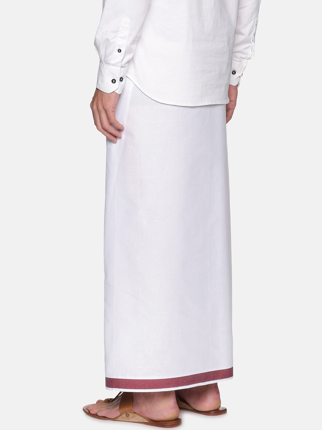 Sethukrishna Mens White Solid Cotton Readymade Dhoti