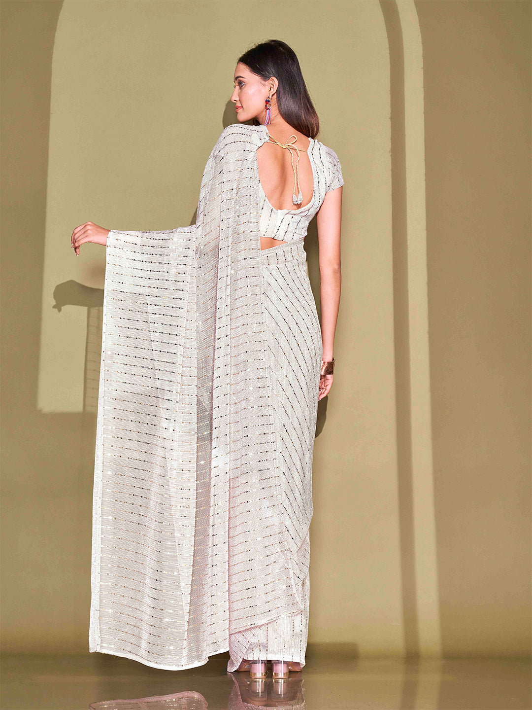 Tikhi Imli White Sequinned Embellished Saree