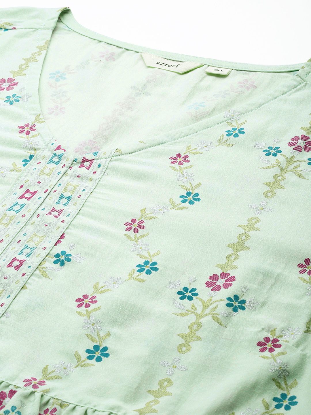 Sztori Plus Size Ethnic Motifs Printed Kurti & Palazzos