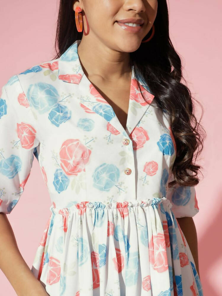 Myshka Women Multi Floral Rayon A-Line V-Neck Dress