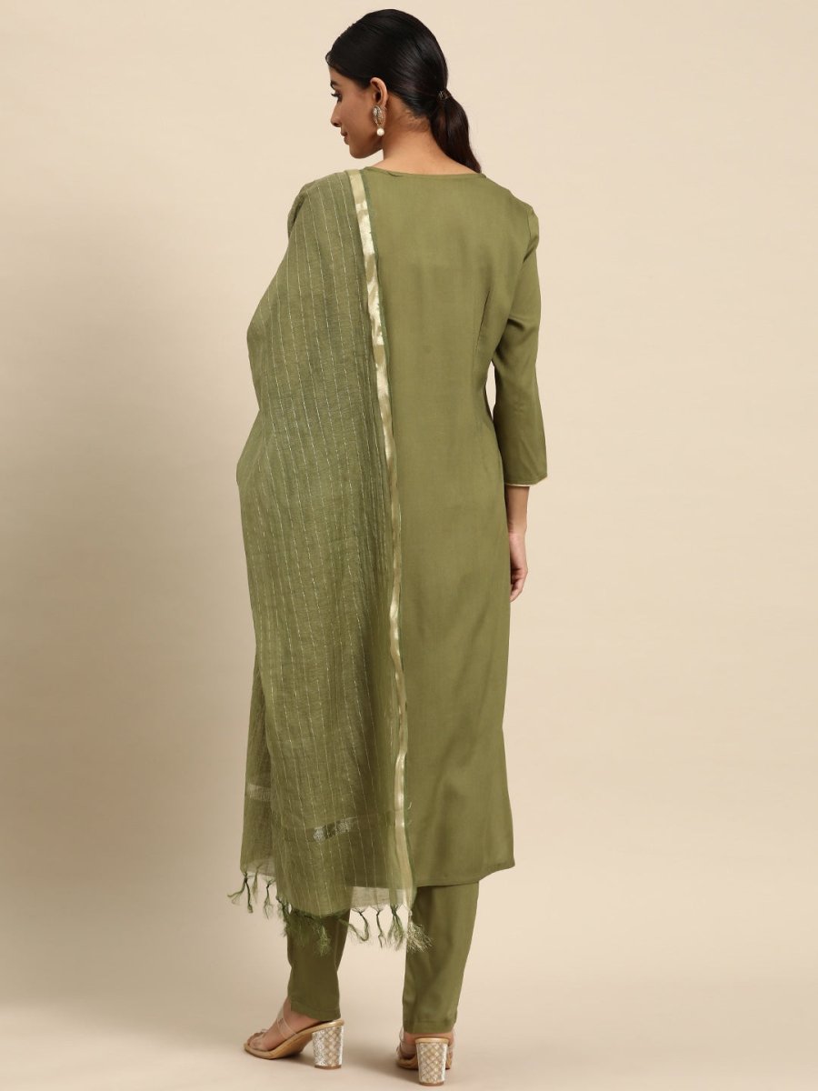 All About You Ethnic Motifs Yoke Design Regular Kurta with Trousers & With Dupatta