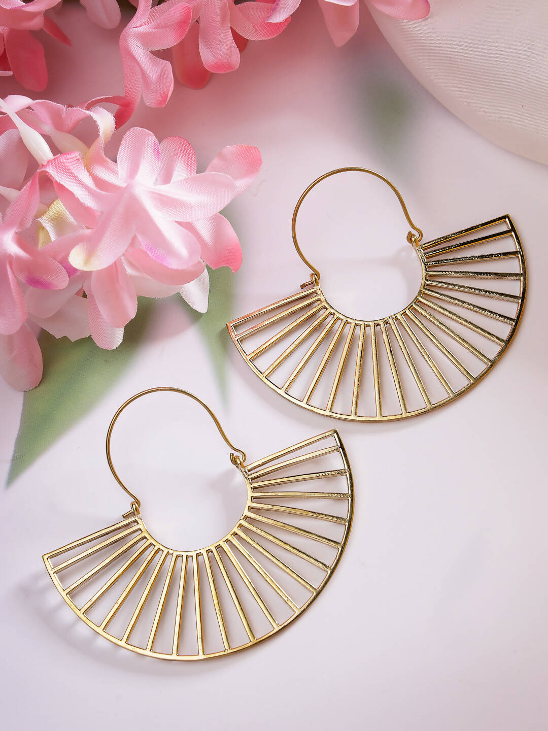 NVR Women Golden Hoop Earrings