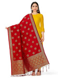 Mimosa Women's Banarasi Art Silk Floral Maroon Dupatta (Free Size)