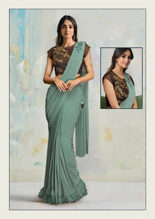 Lycra Saree With Stitched Blouse - Mohmanthan Royal