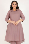 Aramya Brown Soft Cotton Solid High Low Kurta for Women