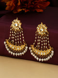 NVR Women Gold-Polished Kundan Chandbali Earrings