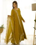 Joban Fashion Mehndi Kurta Set Chanderi Sequence Embroidery Work
