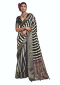 Joban Fashion Black Dola Tussar Silk Self Jacquard Border Saree