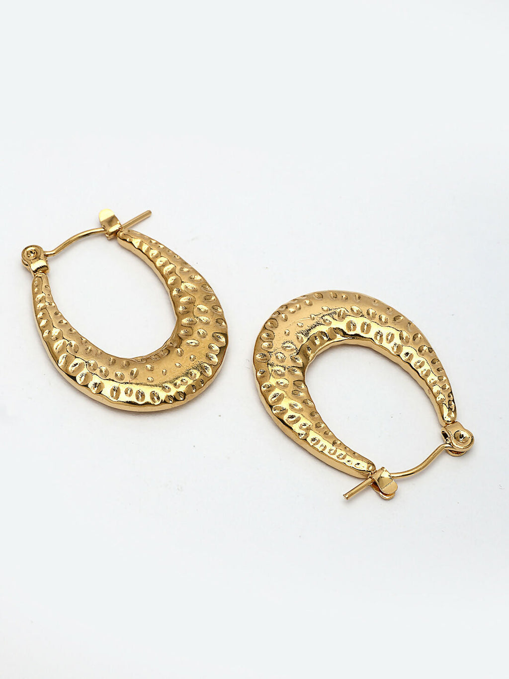 NVR Women's Gold-Polished Contemporary Hoop Earrings