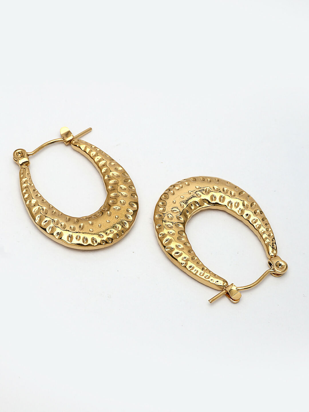 NVR Women's Gold-Polished Contemporary Hoop Earrings
