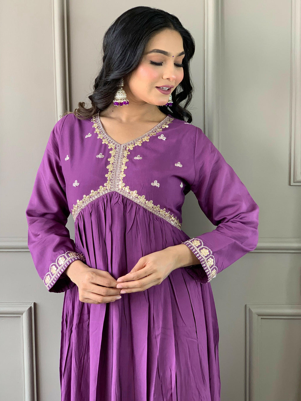 Partywear Designer BSY Viscose Purple Stitched Suit With Dupatta - Tanisha