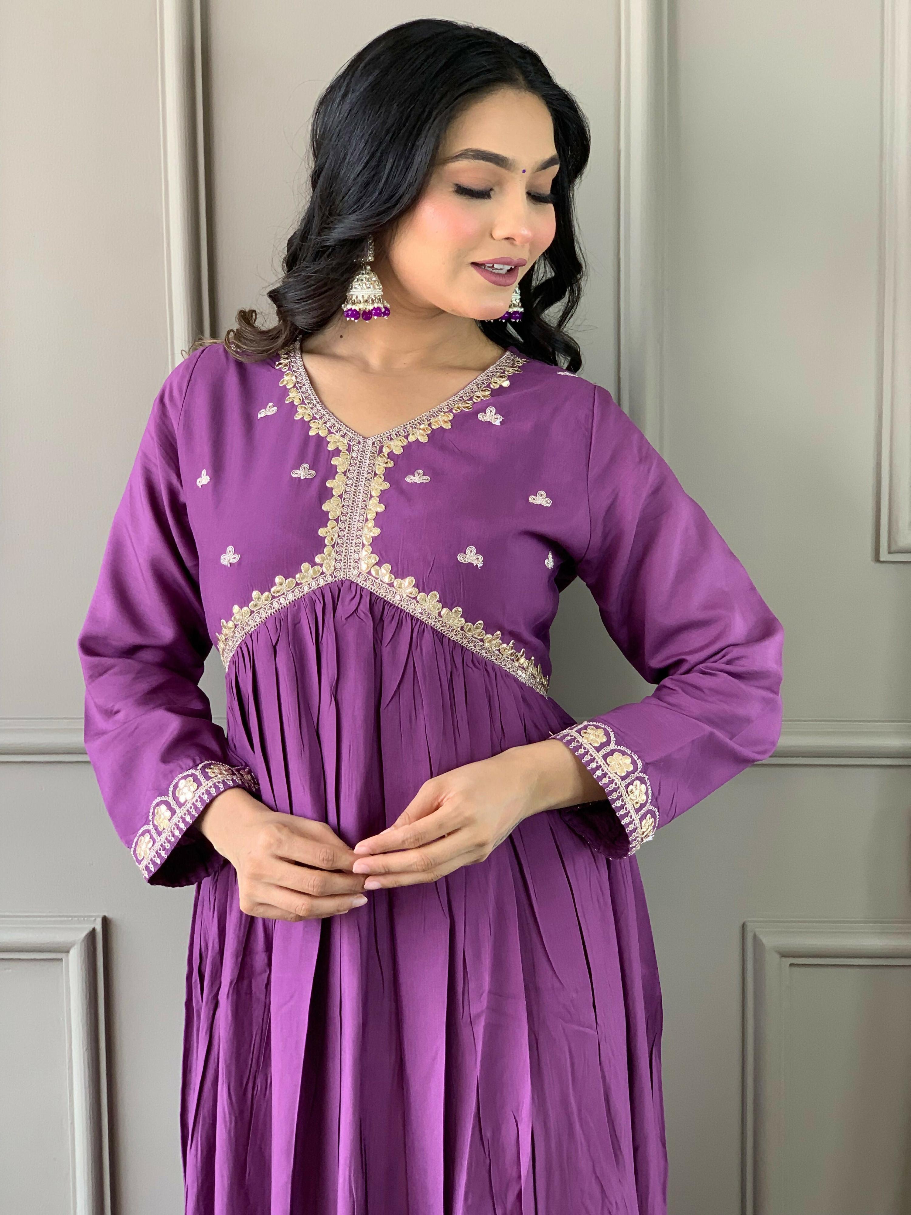 Partywear Designer BSY Viscose Purple Stitched Suit With Dupatta - Tanisha