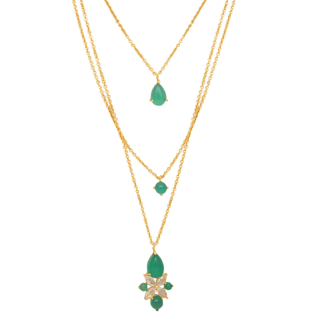 Nuyug 18k Trio Pendant Gold Anti Tarnish Necklace