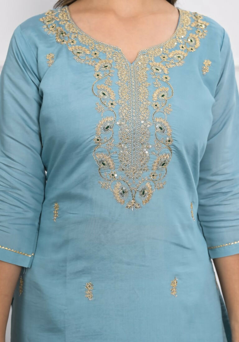 Lavender Viscose Silk Embroidery with Thread and sequence Stitched Suit With Dupatta - Tanisha