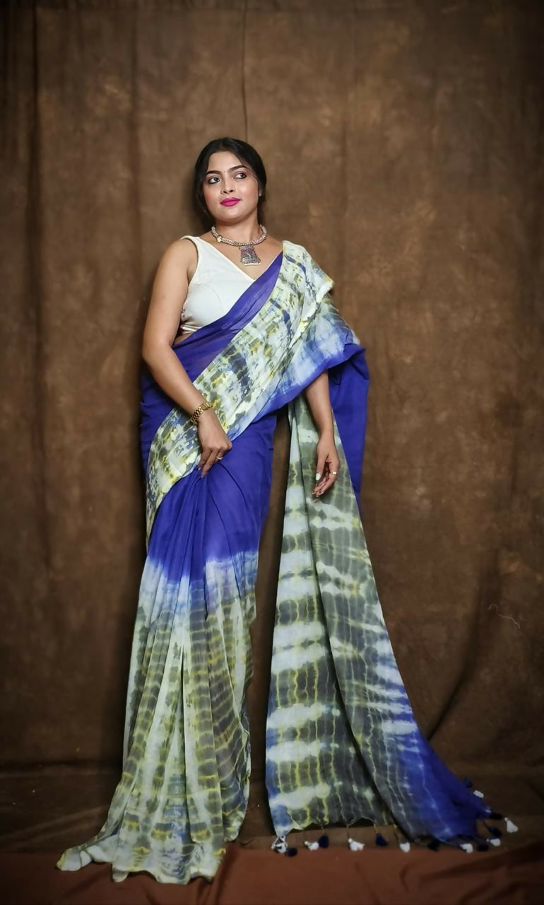 Exclusive Collection Violet Black Beautiful Super Soft Most Comfortable Pure Mul Cotton Saree