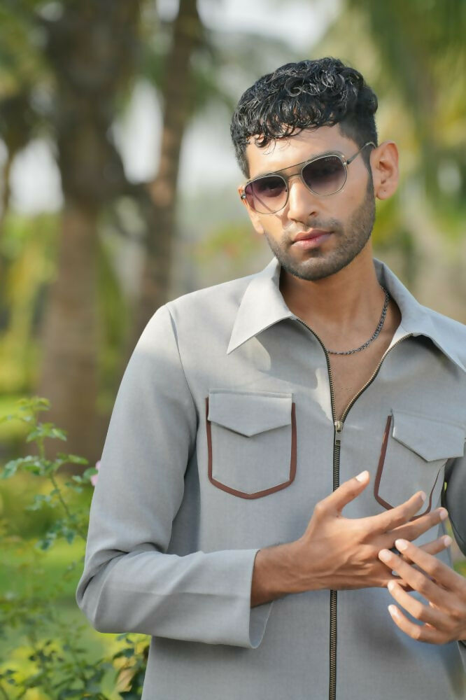 Laynox Distorted Gray Shacket by Hilo Design