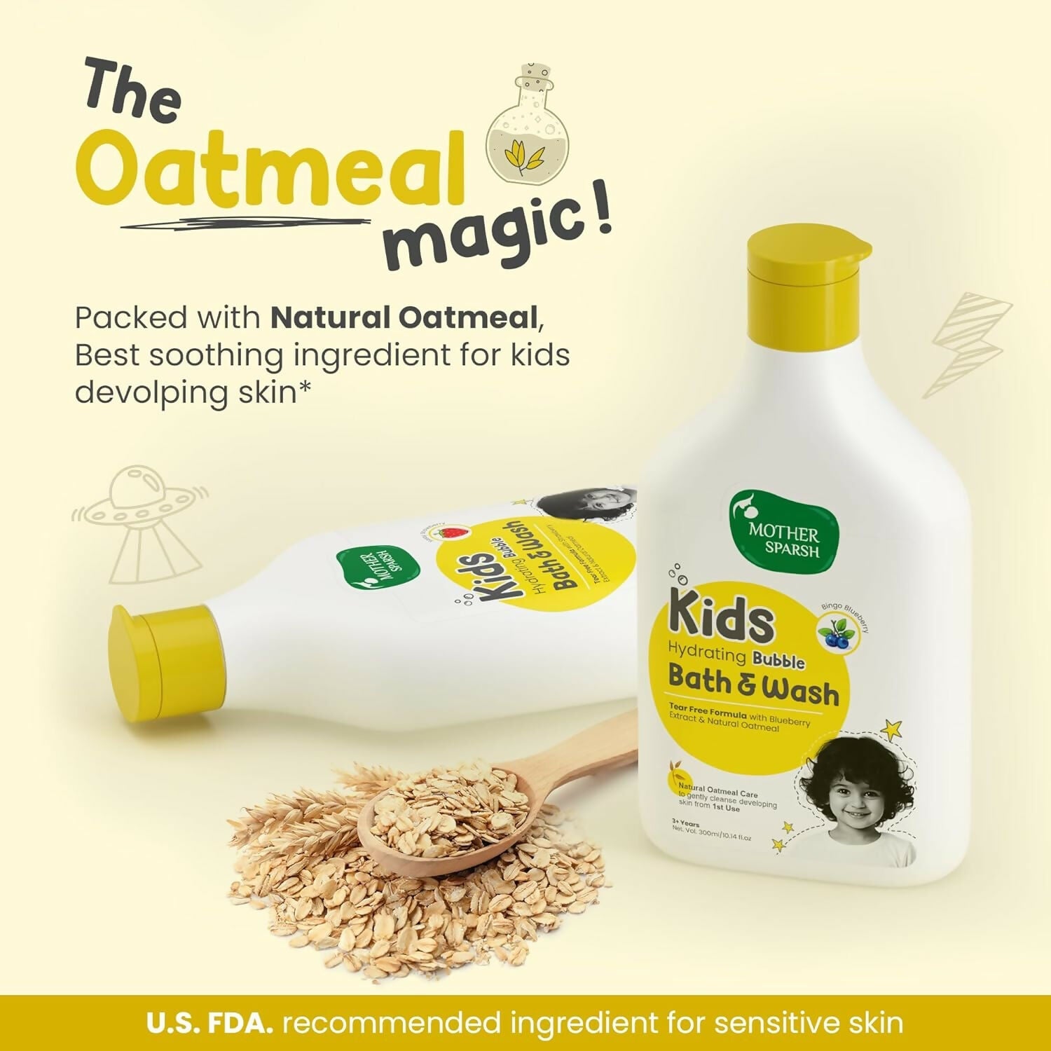 Mother Sparsh Kids & Baby Hydrating Bubble Bath & Wash for 3+ Boys & Girls