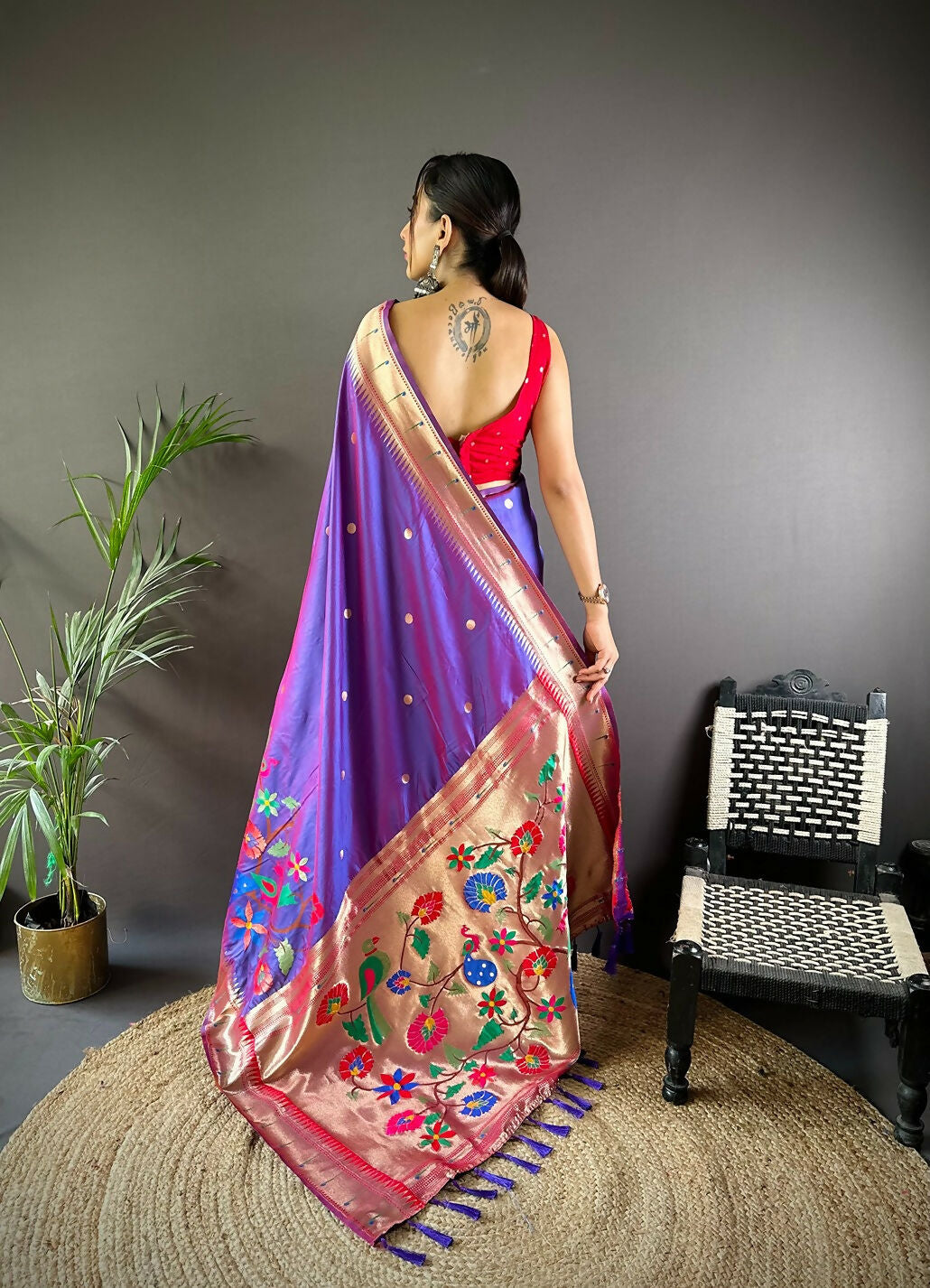 Joban Fashion Red Motifs Paithani Sarees