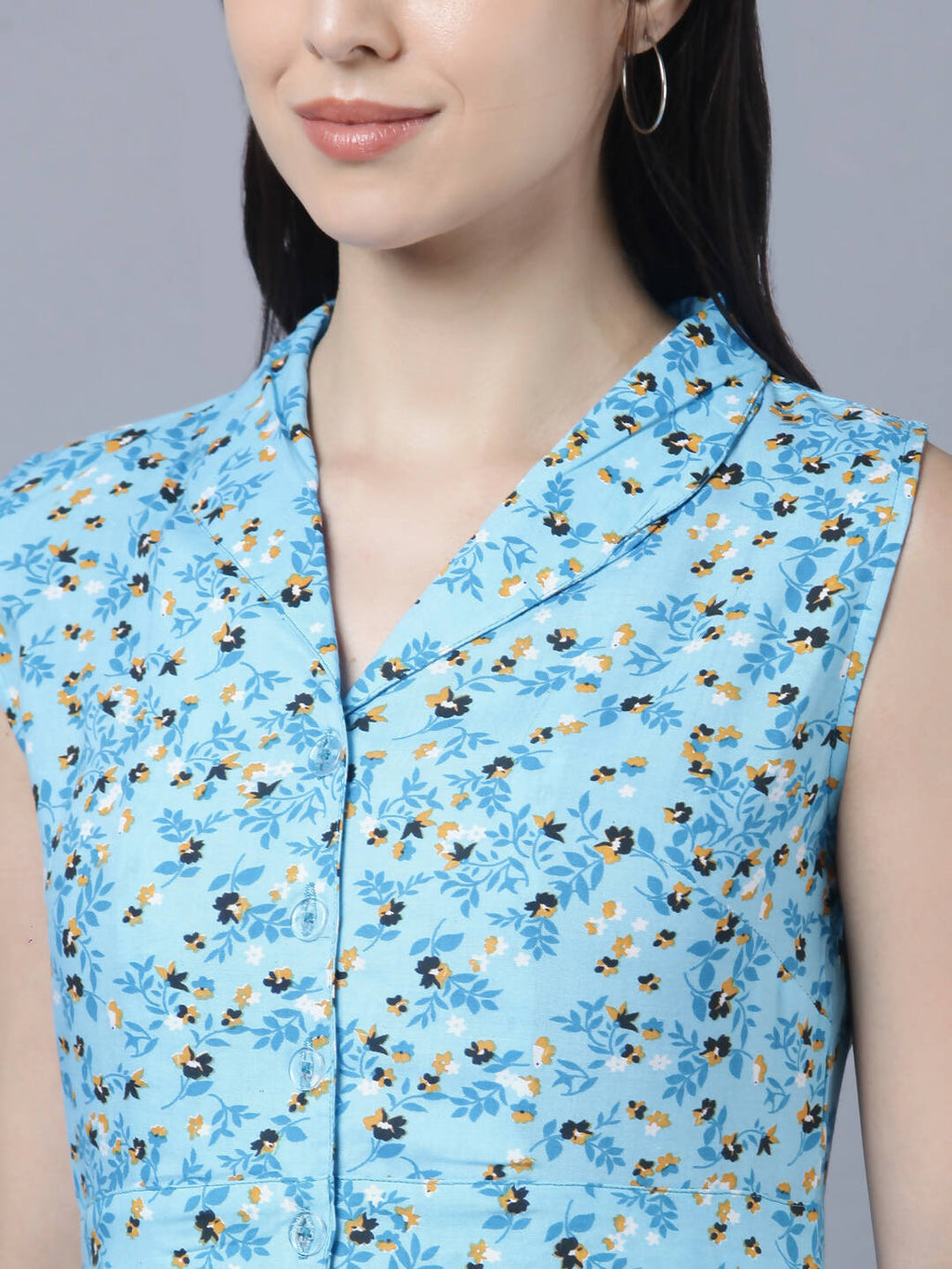 Myshka Women's Blue Floral Midi Dress