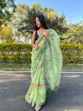 Vamsee Green Organza Saree