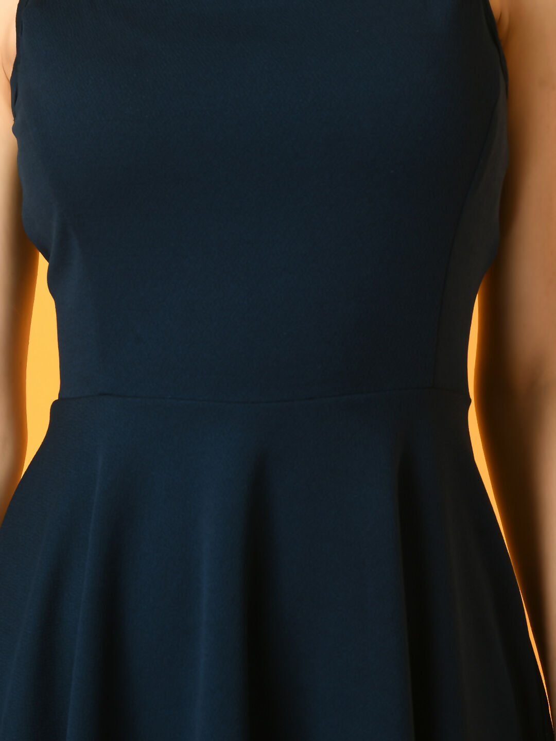 Myshka Women's Navy Blue Solid Party Dress