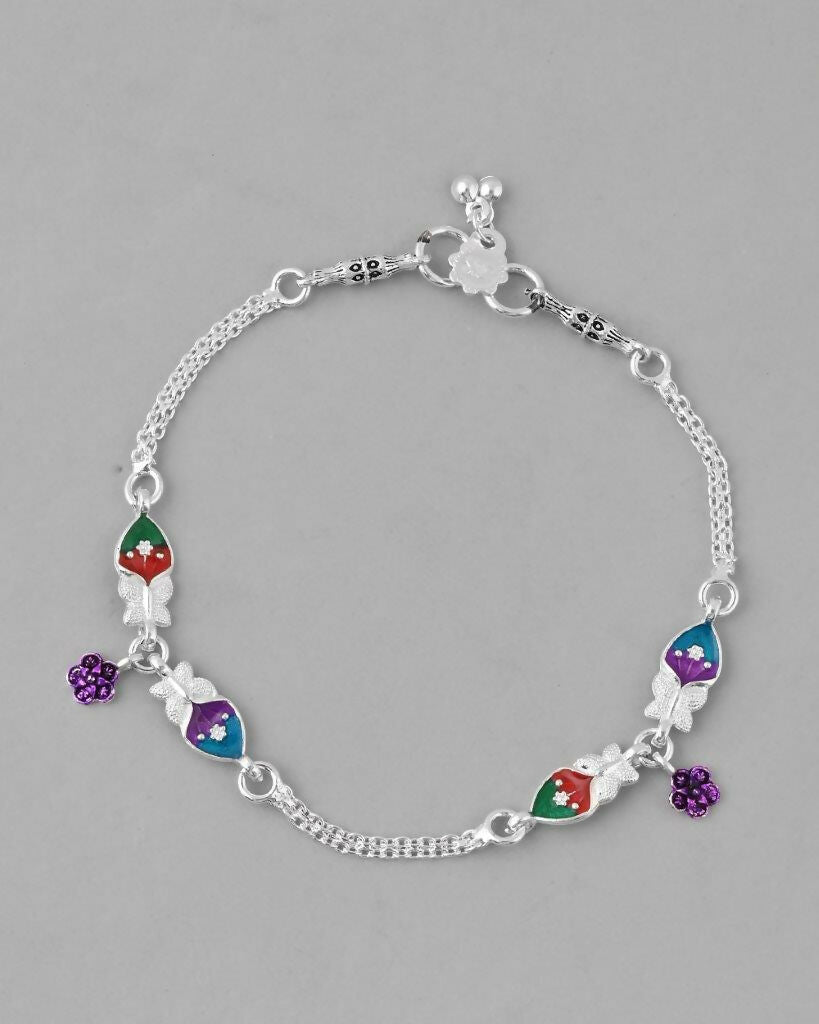 VOJ Set of 2 Mutli Color Meenakari Anklet