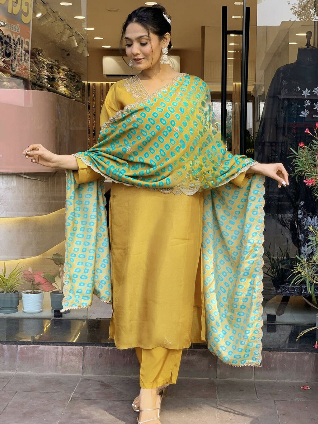 Partywear Designer Cotton Maroon Stitched Suit With Dupatta - Tanisha