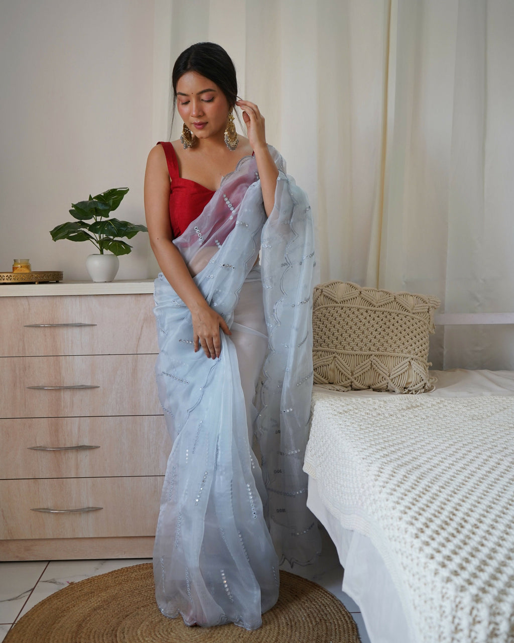 Vamsee Vika 9Mm Sky Organza Saree