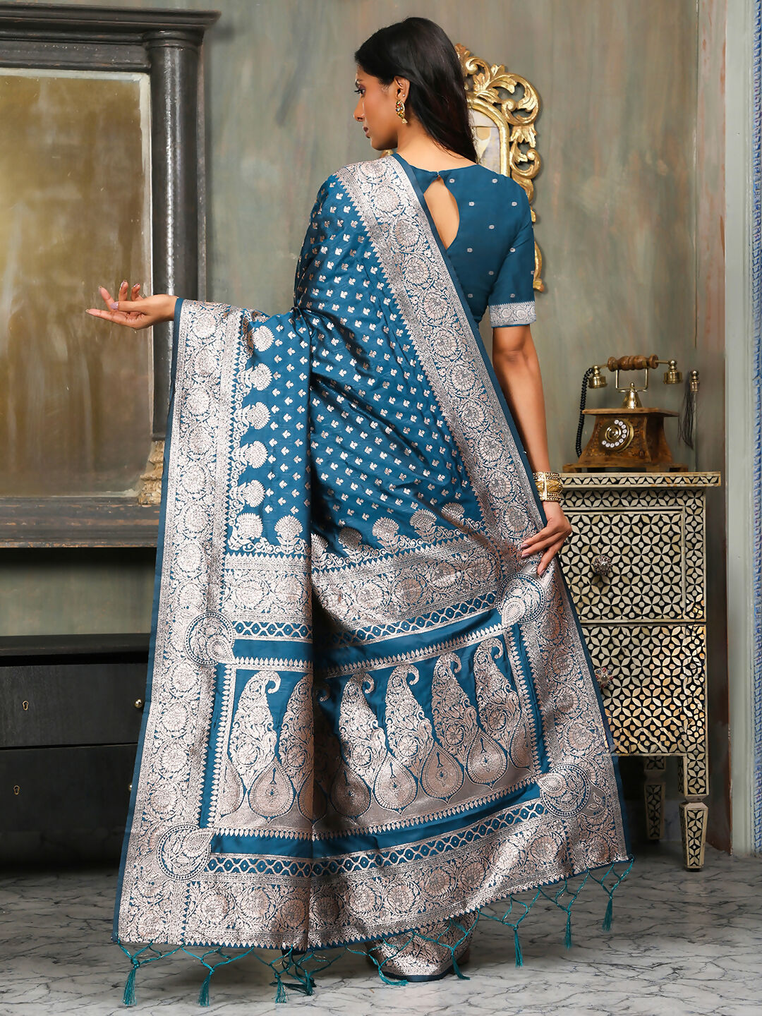 Shree Shyam Fashion Banarasi Silk Blue Saree