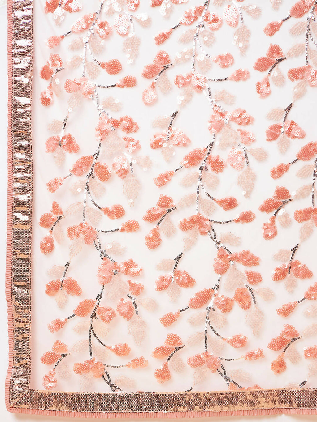 Peach Lycra Sequin Embroidery And Frills Saree - Norita Hit Design