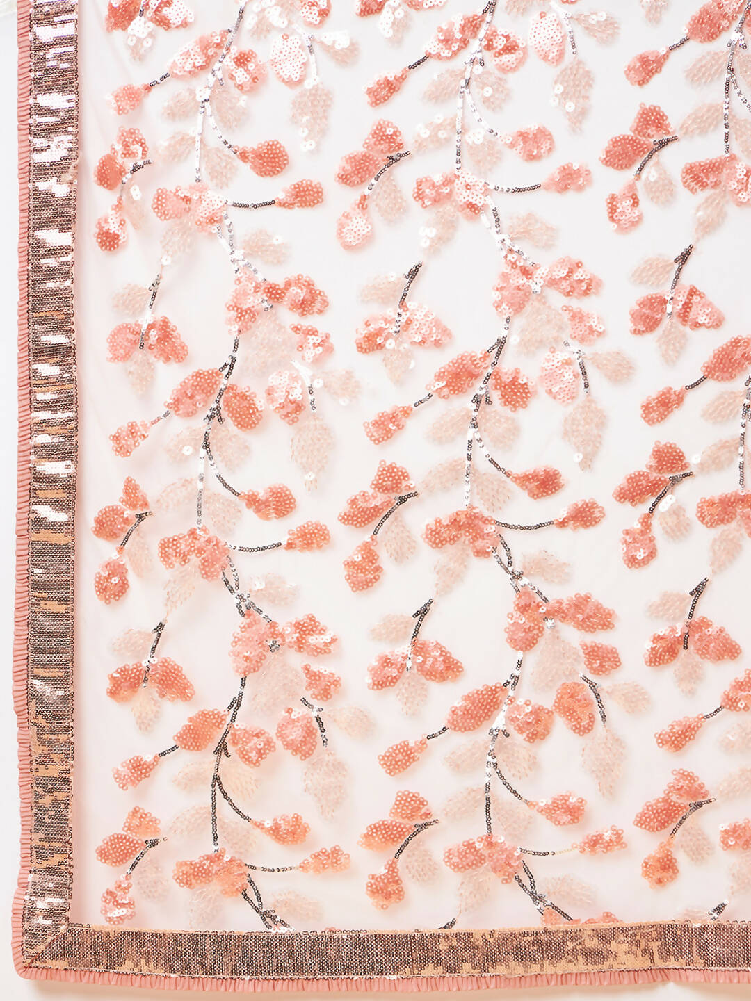Peach Lycra Sequin Embroidery And Frills Saree - Norita Hit Design