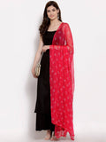 Myshka Women Black Regular Pure Cotton Kurta With Palazzos & Dupatta