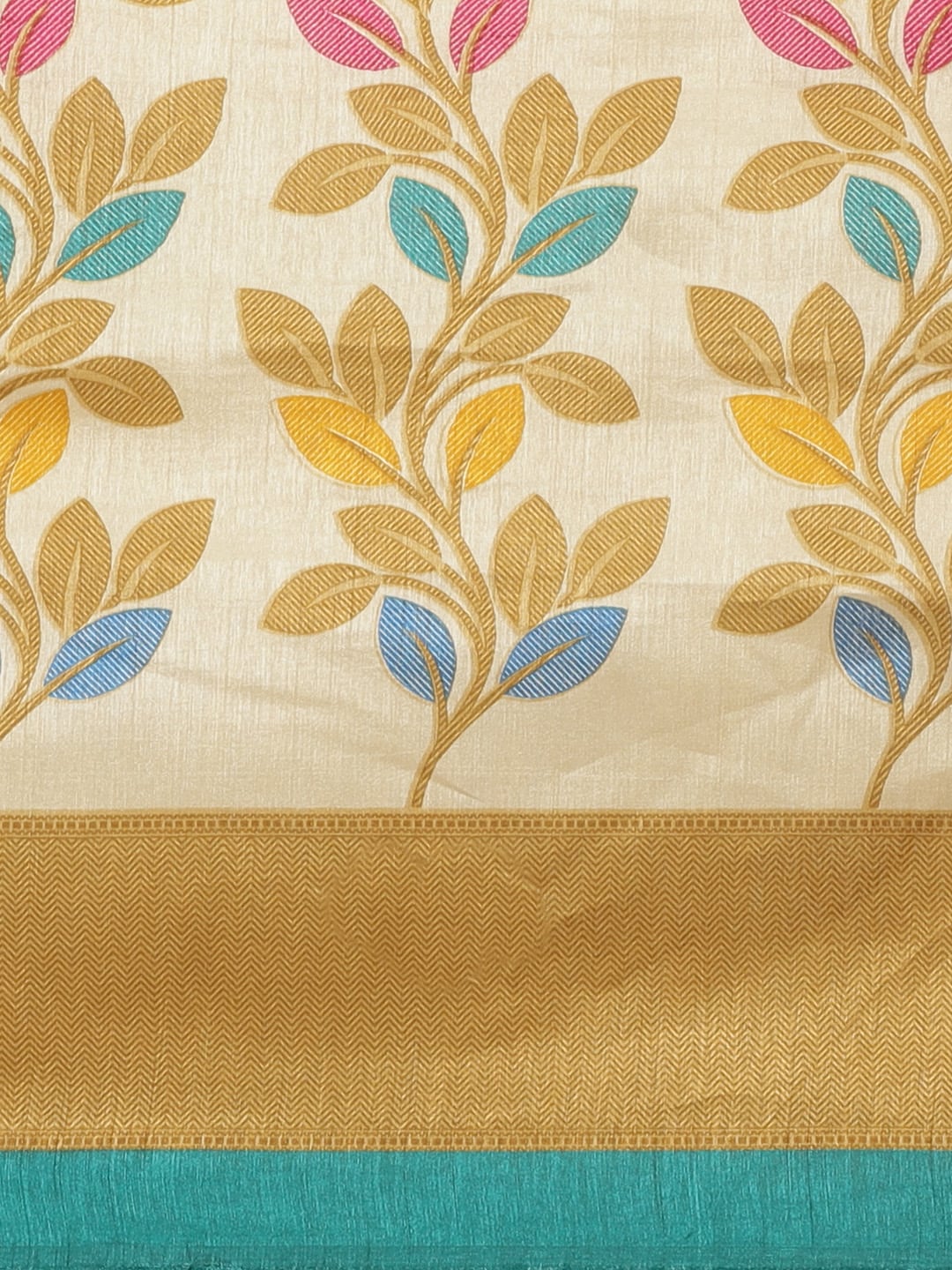 Saree Mall Beige & Blue Printed Saree