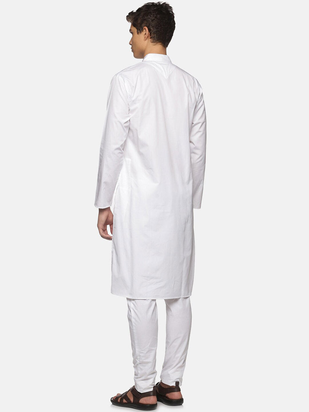 Sethukrishna Men White Pure Cotton Straight Kurta with Pyjamas