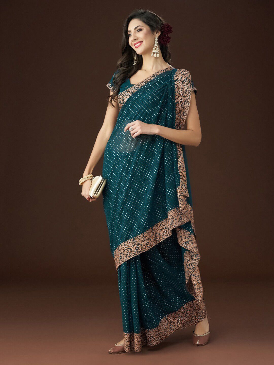 kasee Floral Embroidered Embellished Saree