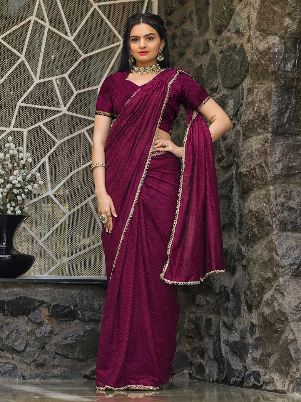 Tikhi Imli Abstract Printed Ready to Wear Saree
