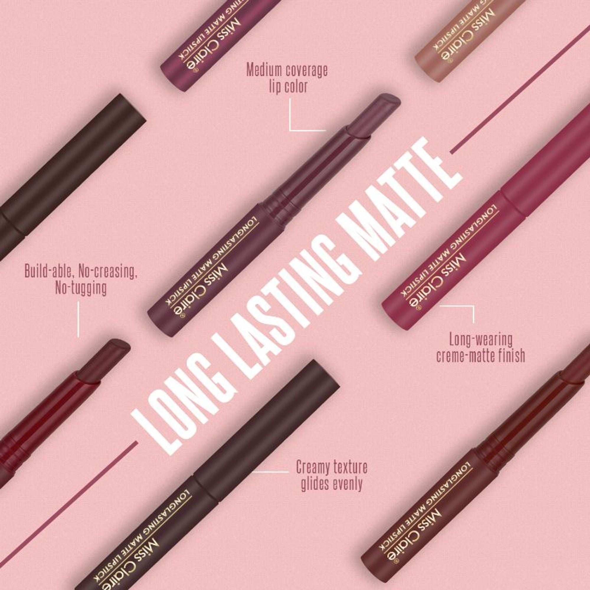 Miss Claire Long Lasting Matte Lipstick - 31 Solid Red